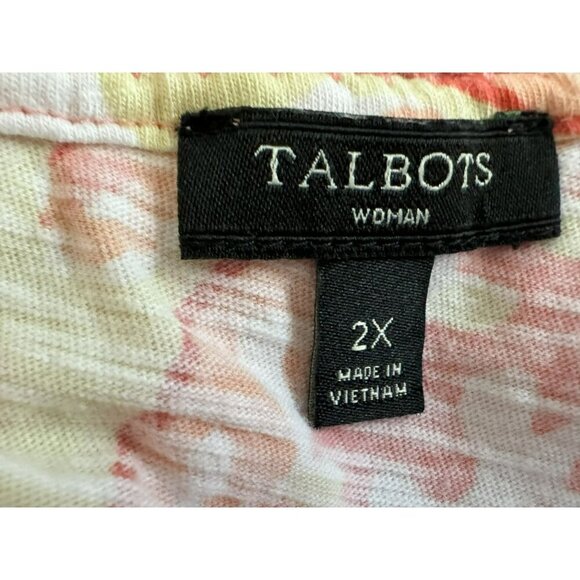 Talbots Women Paisley Print Short Sleeve Pullover Cotton Top Soft Peach 2X Multi - Picture 5 of 5
